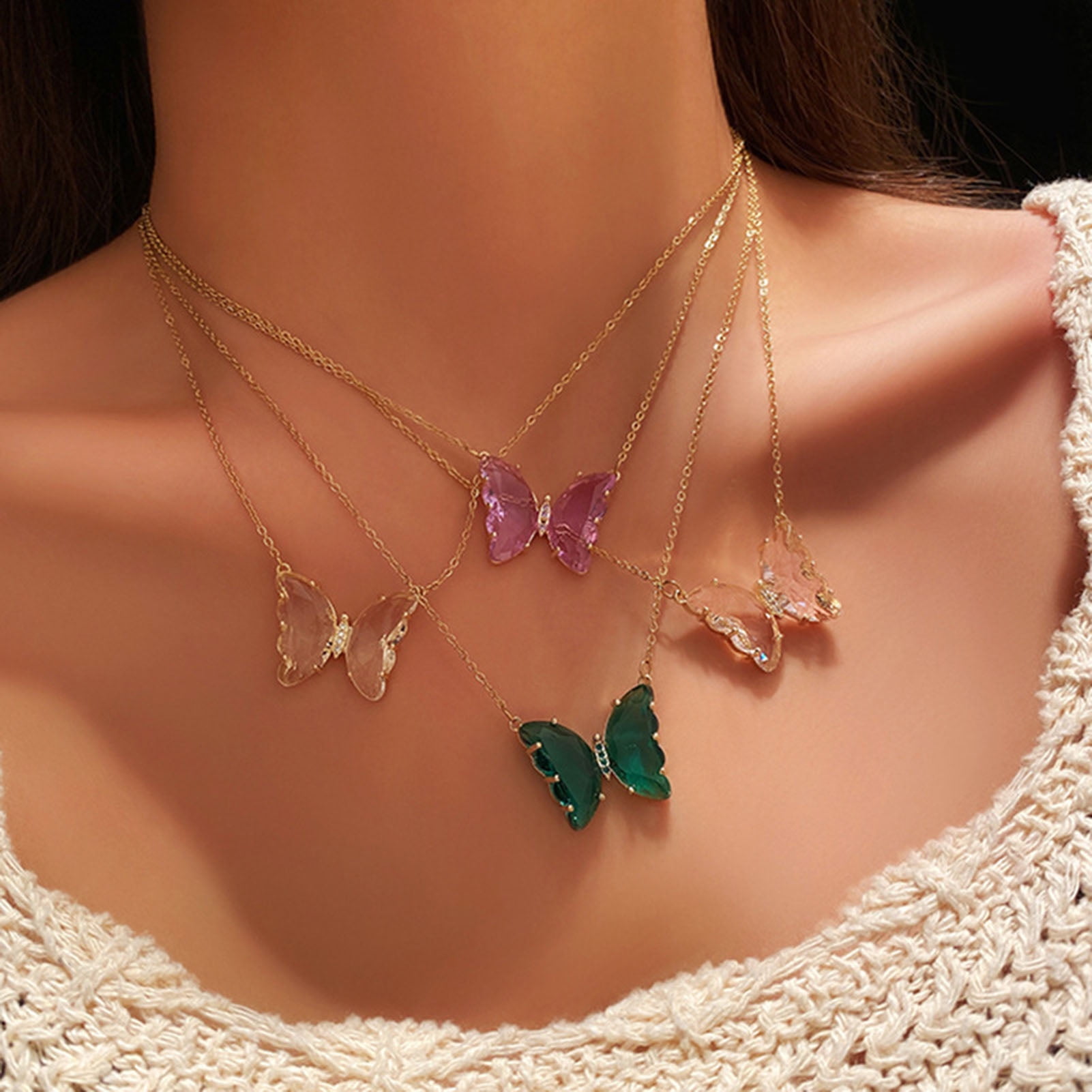 Iced Butterfly Necklace – Y2Bae